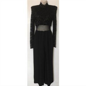 Lew Magram  Black Lace Jumpsuit Women Size 4